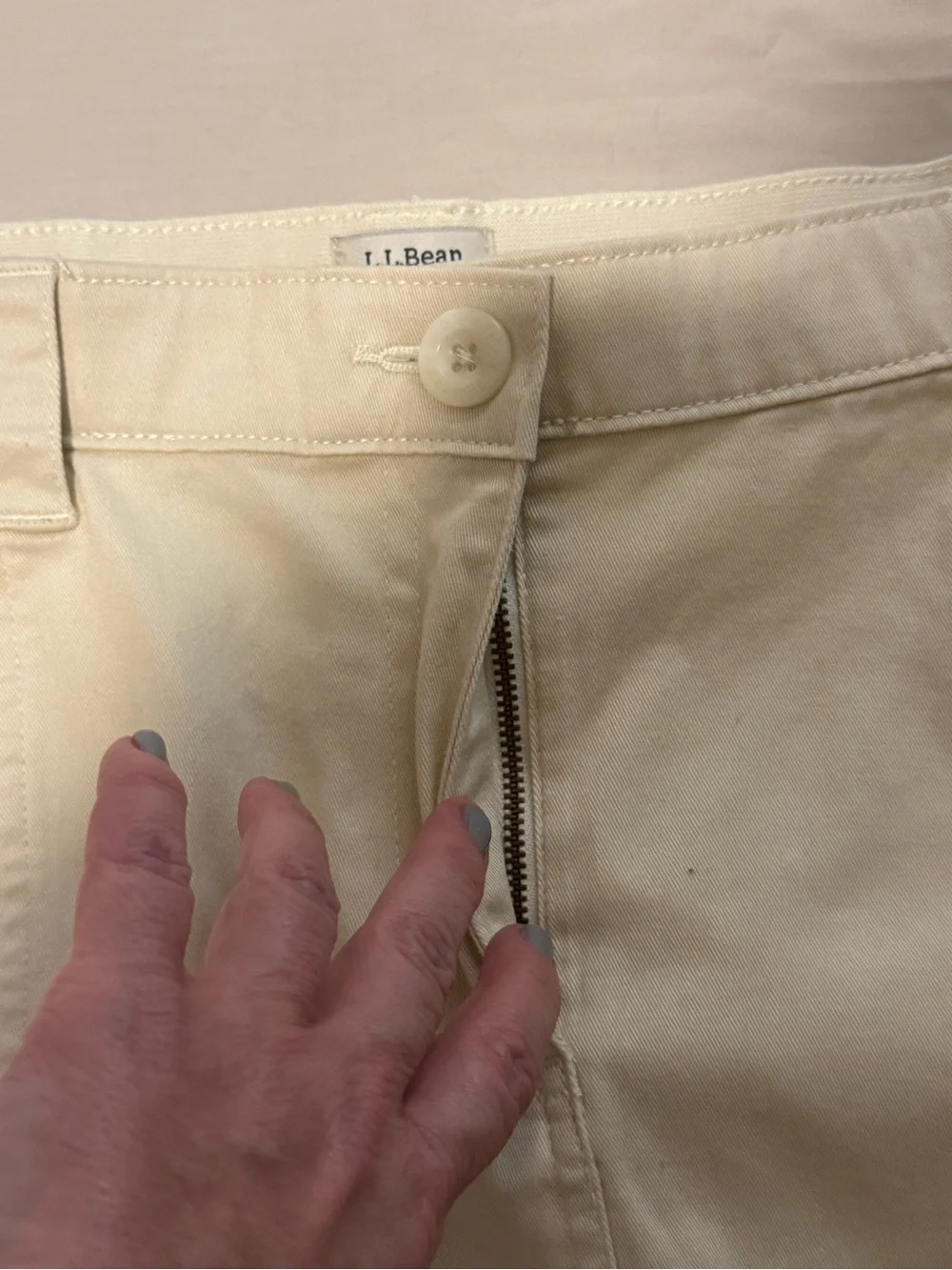 L.L.Bean Classic Fit Khaki Cotton Skirt Size 14 Petite